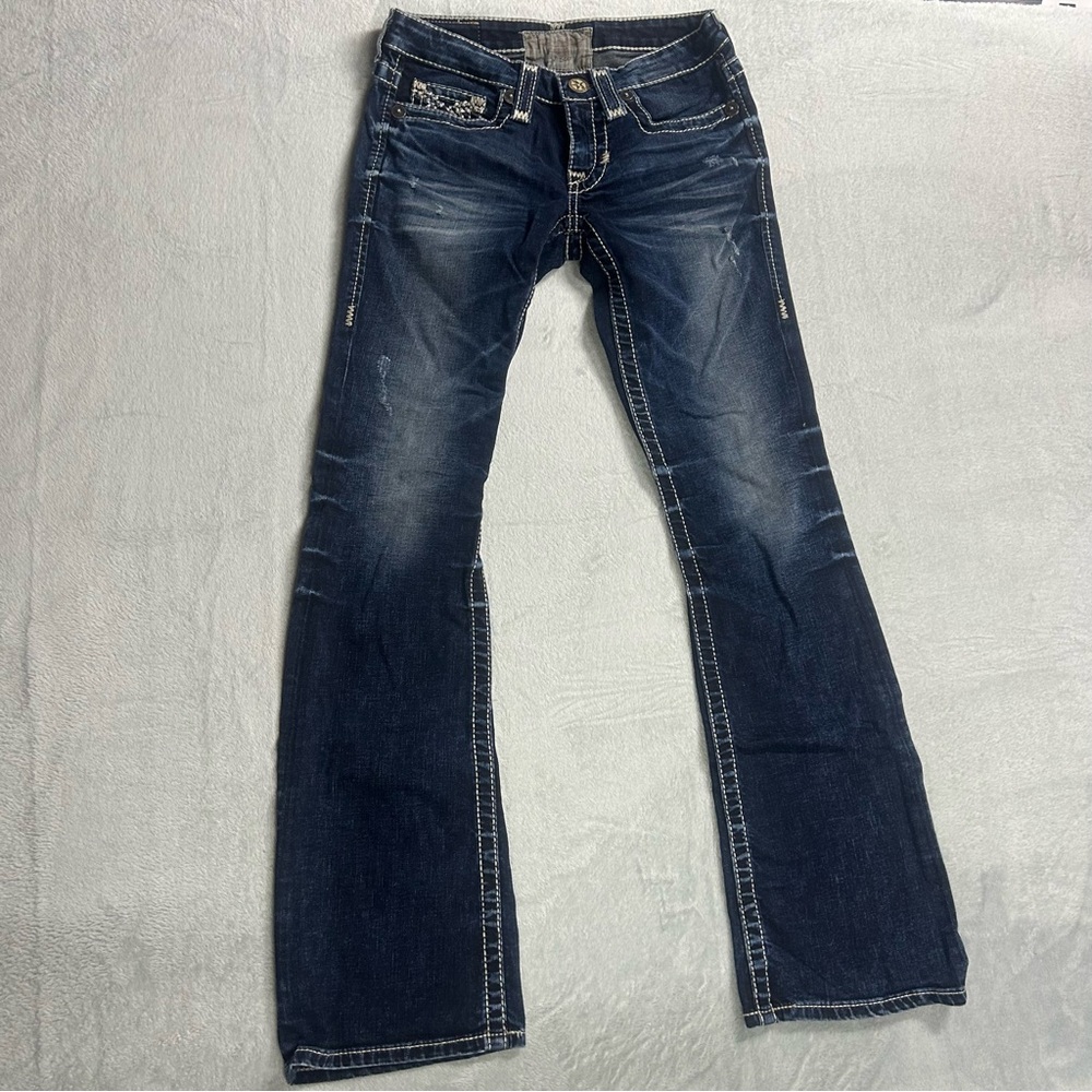 Big Star Jeans LIV Boot Thick Stitch Embellished Stretch Women Sz 26